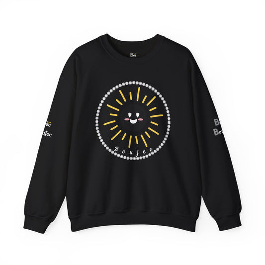 Boujee Sunshine Smiley Face Black - Heavy Blend™ Dark Colors Crewneck Sweatshirt