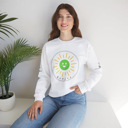 Boujee Sunshine Smiley Face Green - Heavy Blend™ Light Colors Crewneck Sweatshirt