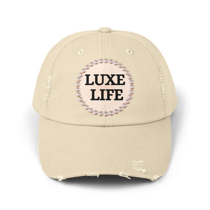Luxe Life - Distressed Pearl-Emblem Cap