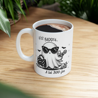 Halloween Lil' Baddie Lot Boojee WHITE Ceramic Mug, 11oz