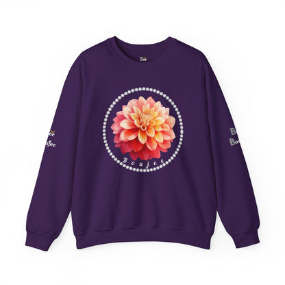 Boujee Flower Pink Yellow - Heavy Blend™ Dark Colors Crewneck Sweatshirt