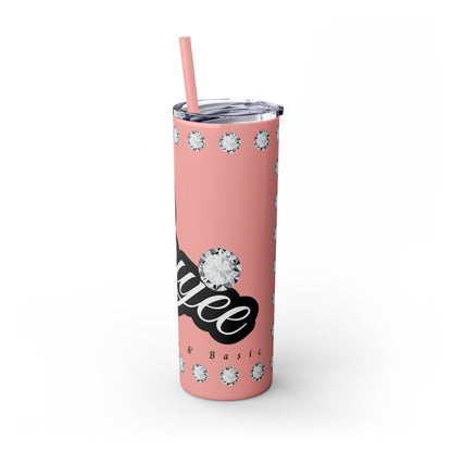 Boujee Yet Humble & Basic in DIAMONDS - Skinny Tumbler with Straw, 20oz
