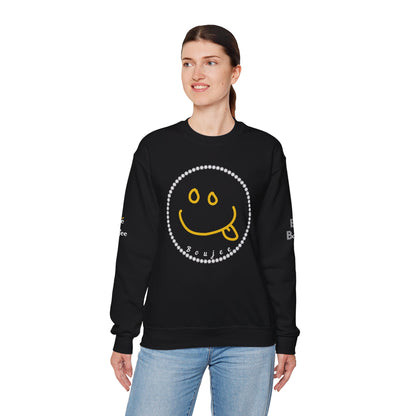 Boujee Smiley Goofy Face - Heavy Blend™ Dark Colors Crewneck Sweatshirt