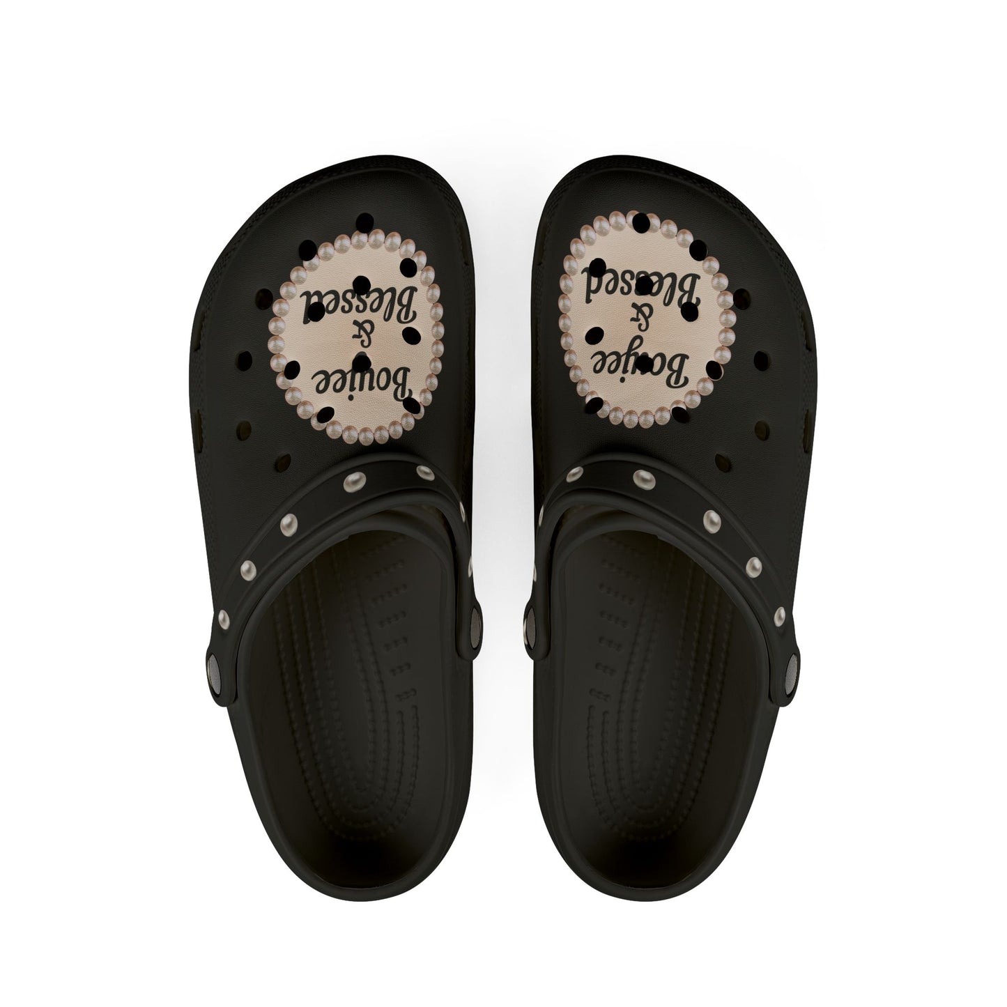 Boujee & Blessed Black Clogs with Charms