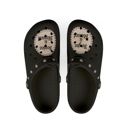 Boujee & Blessed Black Clogs with Charms
