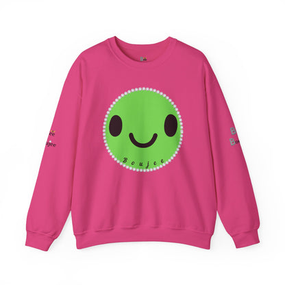 Boujee Smiley Face Green - Heavy Blend™ Light Colors Crewneck Sweatshirt