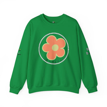 Boujee Flower Orange Green - Heavy Blend™ Light Colors Crewneck Sweatshirt