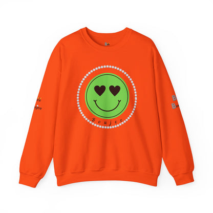 Boujee Smiley Face Heart Eyes Green - Heavy Blend™ Light Colors Crewneck Sweatshirt