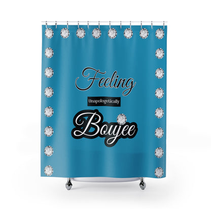 Feeling Boujee - Shower Curtain TURQUOISE with DIAMONDS
