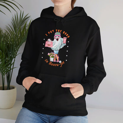 Halloween Booo in Boooujee Heavy Blend™ Hooded Sweatshirt - FAIR SKIN TONE