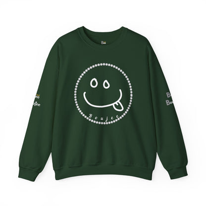 Boujee Smiley Goofy Face - Heavy Blend™ Dark Colors Crewneck Sweatshirt