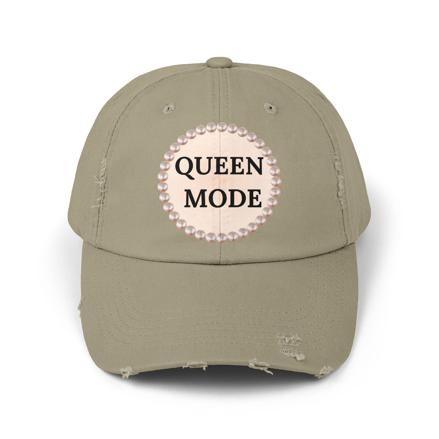Queen Mode - Distressed Pearl-Emblem Cap