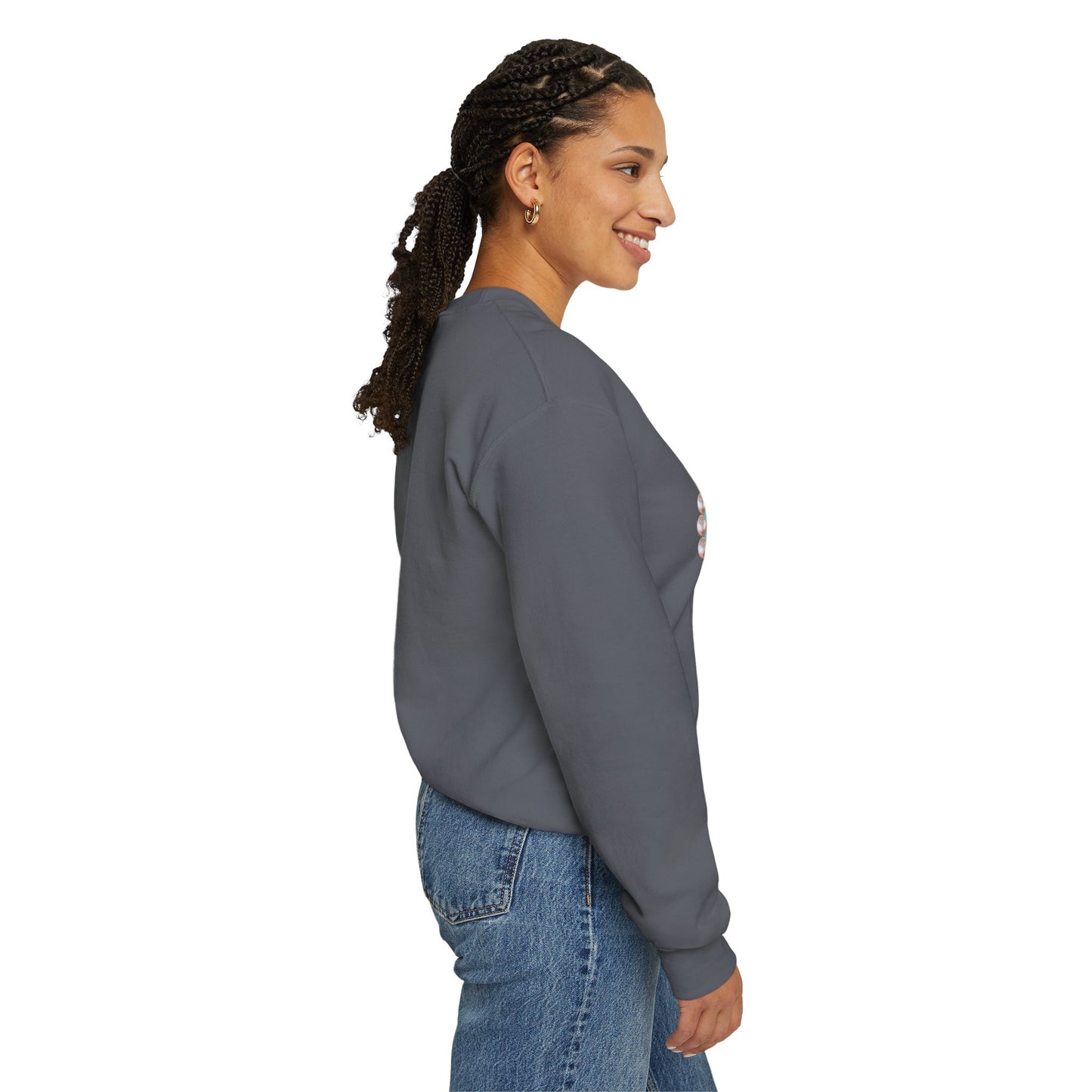 Bee Boujee - Boujee Smiley Face Turquoise in Pearls Heavy Blend™ Dark Colors Crewneck Sweatshirt