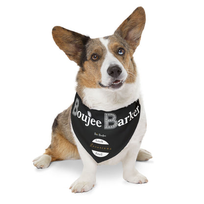 Boujee Barker Bandana BLACK - Pet Collar EXTRA LARGE