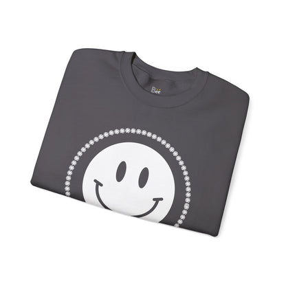 Boujee Smiley Face White - Heavy Blend™ Dark Colors Crewneck Sweatshirt