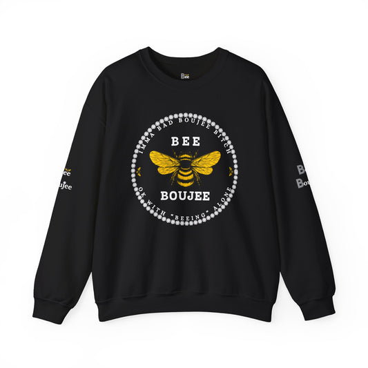 Imma Bad Boujee Bitch Ok with "Beeing" Alone - Heavy Blend™ Dark Colors Crewneck Sweatshirt