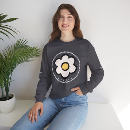 Boujee White Gold Flower White - Heavy Blend™ Dark Colors Crewneck Sweatshirt