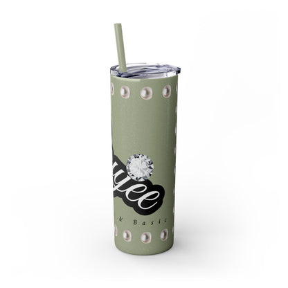 Boujee Yet Humble & Basic in PEARLS - Skinny Tumbler with Straw, 20oz