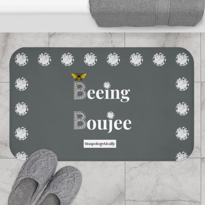 Beeing Boujee - Bath Mat GREY with DIAMONDS