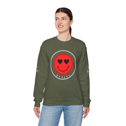 Boujee Smiley Face Red Heart Eyes - Heavy Blend™ Dark Colors Crewneck Sweatshirt
