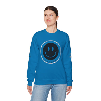 Boujee Smiley Face Black - Heavy Blend™ Light Colors Crewneck Sweatshirt