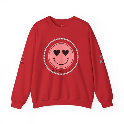 Boujee Smiley Face Pink Heart Eyes - Heavy Blend™ Light Colors Crewneck Sweatshirt