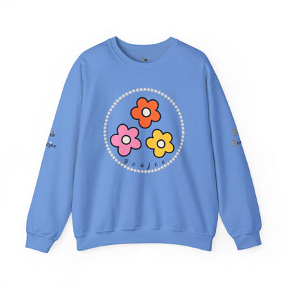 Boujee Mini Flowers Pink Orange Yellow - Heavy Blend™ Light Colors Crewneck Sweatshirt