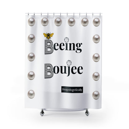 Beeing Boujee - Shower Curtain WHITE with PEARLS