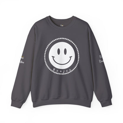 Boujee Smiley Face White - Heavy Blend™ Dark Colors Crewneck Sweatshirt