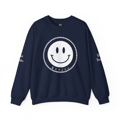 Boujee Smiley Face White - Heavy Blend™ Dark Colors Crewneck Sweatshirt