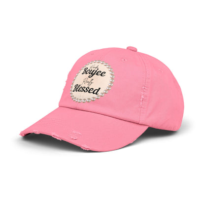 Kinda Boujee Really Blessed Distressed Pearl-Emblem Cap
