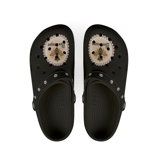 Bee Boujee Black Clogs with Charms