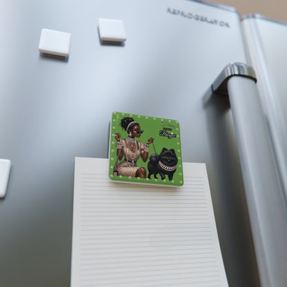Feeling Boujee in PEARLS - Porcelain Magnet, Square GREEN