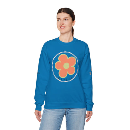 Boujee Flower Orange Green - Heavy Blend™ Light Colors Crewneck Sweatshirt