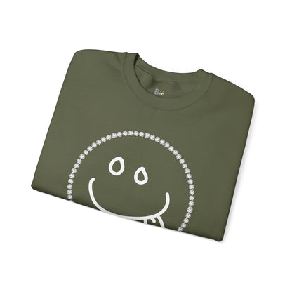 Boujee Smiley Goofy Face - Heavy Blend™ Dark Colors Crewneck Sweatshirt