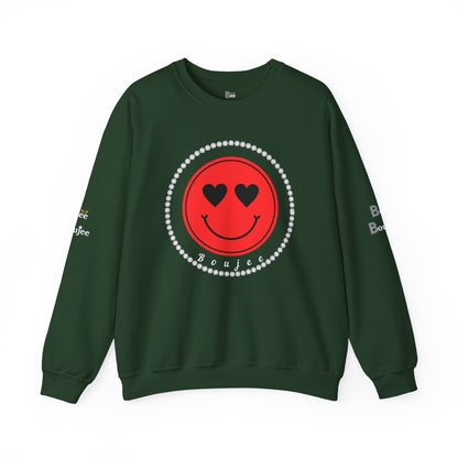 Boujee Smiley Face Red Heart Eyes - Heavy Blend™ Dark Colors Crewneck Sweatshirt
