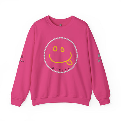 Boujee Smiley Goofy Face - Heavy Blend™ Light Colors Crewneck Sweatshirt