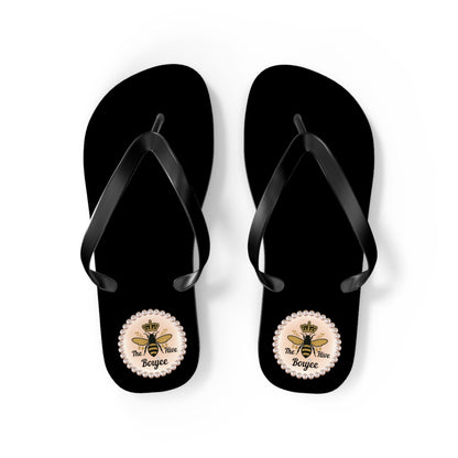 The Boujee Hive BLACK Flip Flops - MEDIUM