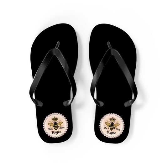 The Boujee Hive BLACK Flip Flops - MEDIUM