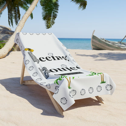 Beeing Boujee Diamonds - Beach Towel WHITE Palms
