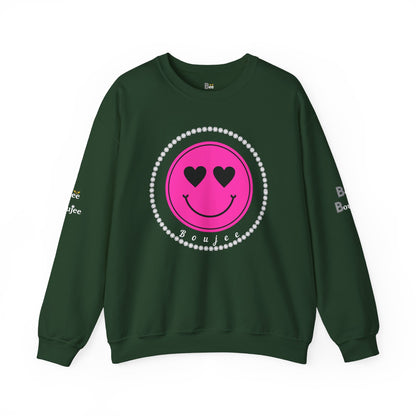 Boujee Smiley Face Pink Heart Eyes - Heavy Blend™ Dark Colors Crewneck Sweatshirt