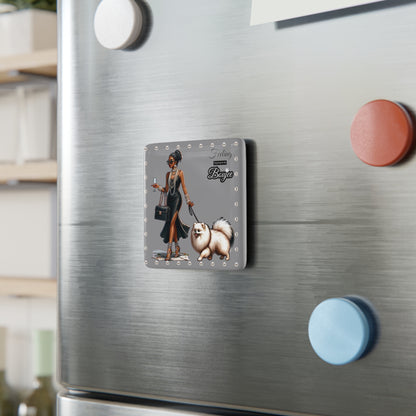 Feeling Boujee in PEARLS - Porcelain Magnet 02, Square GREY