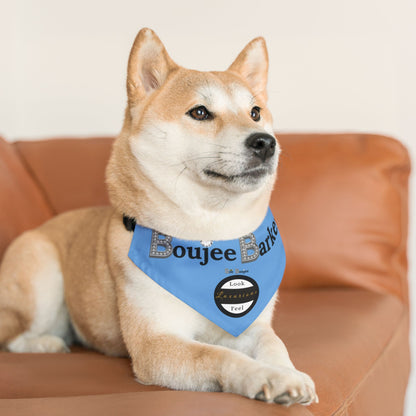 Boujee Barker Bandana BLUE - Pet Collar MEDIUM