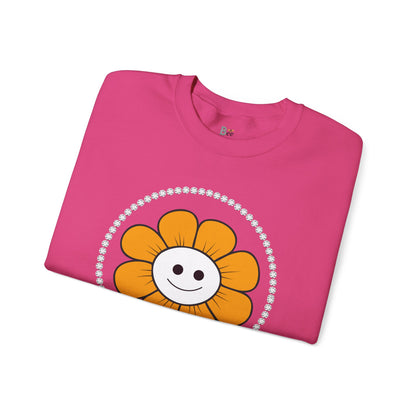 Boujee Flower Smiley Face Gold White - Heavy Blend™ Light Colors Crewneck Sweatshirt