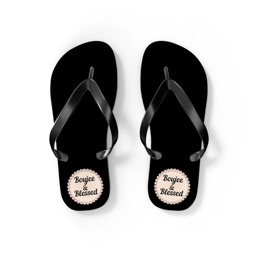 Boujee & Blessed BLACK Flip-Flops - SMALL