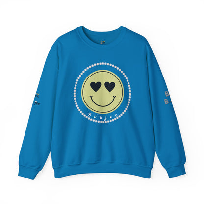 Boujee Smiley Face Heart Eyes Beige - Heavy Blend™ Light Colors Crewneck Sweatshirt