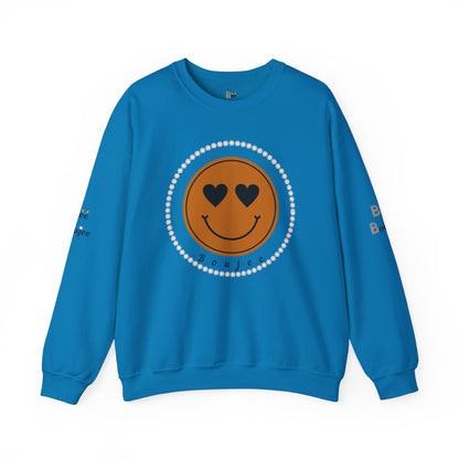 Boujee Smiley Face Heart Eyes Brown - Heavy Blend™ Light Colors Crewneck Sweatshirt