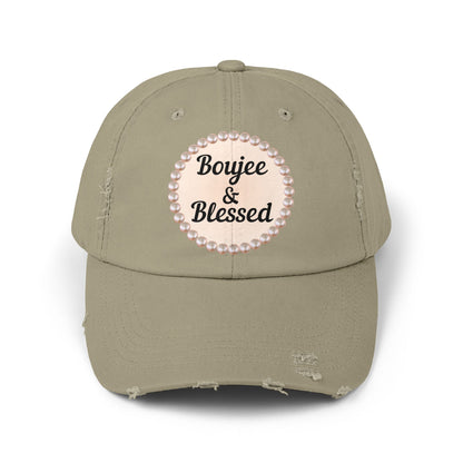 Boujee & Blessed Distressed Pearl-Emblem Cap