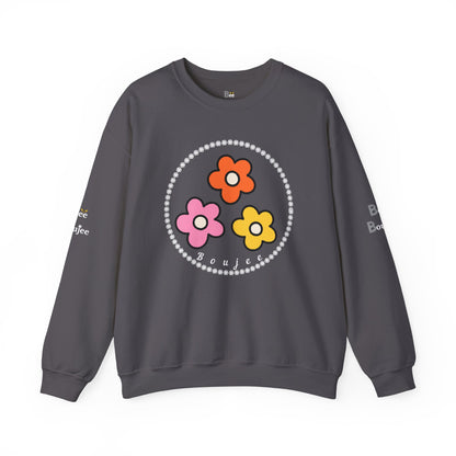 Boujee Mini Flowers Pink Orange Yellow in Diamonds Heavy Blend™ Dark Colors Crewneck Sweatshirt