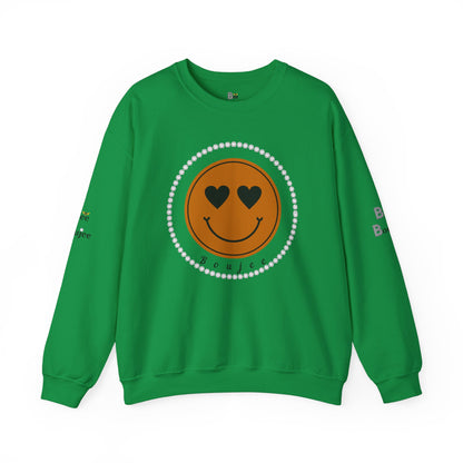 Boujee Smiley Face Heart Eyes Brown - Heavy Blend™ Light Colors Crewneck Sweatshirt